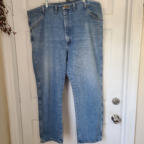 (884) Rustler Men's Relaxed Fit Straight Leg Jeans, Size: 46 Waist Color: Blue - Picture 5 of 14